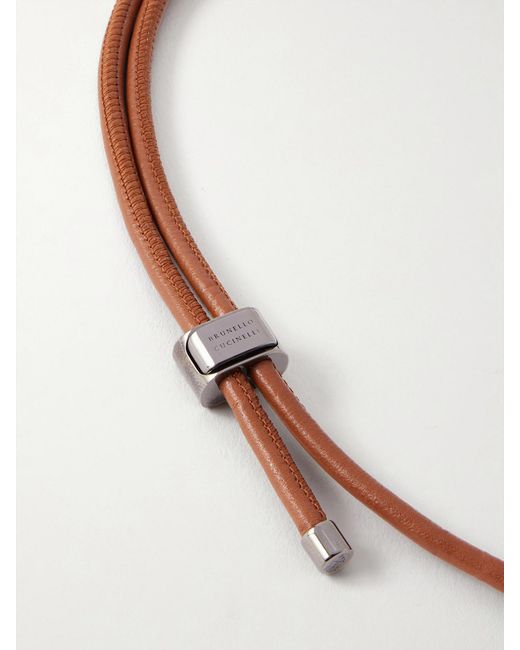 Brunello Cucinelli White Leather And-Tone Necklace