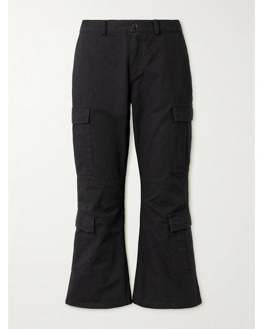 Balenciaga Black Cropped Paneled Cotton-Ripstop Flared Cargo Pants