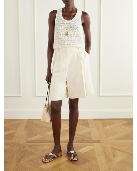 Anine Bing Natural Bryson Canvas Knee-Lenght Shorts