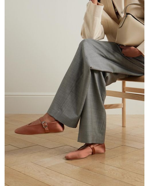 Le Monde Beryl Stella Satin Mary Jane Ballet Flats in Brown | Lyst