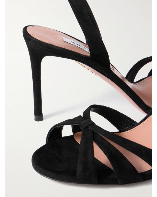 Aquazzura Metallic Tati 85 Suede Slingback Sandals