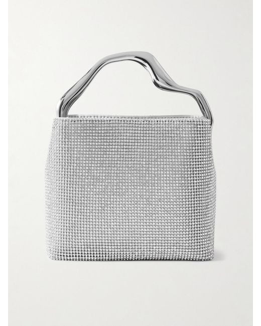 Cult Gaia Gray Solene Mini Tote Aus Metallic-Leder Mit Kristallen