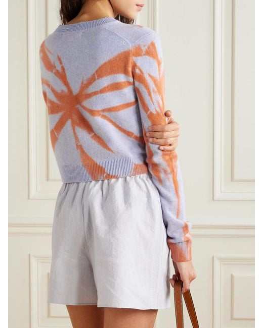 The Elder Statesman Blue Mythic Cropped Tie-Dyed Tranquility Cashmere Sweater