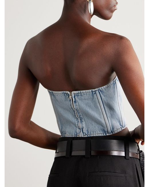 Wardrobe NYC Blue Strapless Denim Top