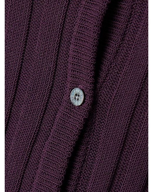 Cardigan En Coton Biologique Mélangé Côtelé Effet Vieilli Acne en coloris Purple