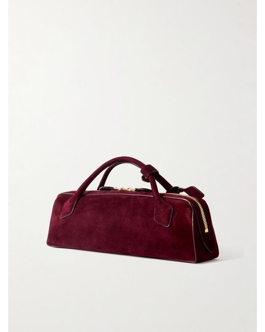 Alaïa Purple Le Teckel Leather-Trimmed Suede Clutch