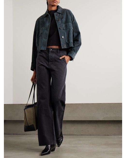 Arma Blue Miri Cropped Suede Jacket