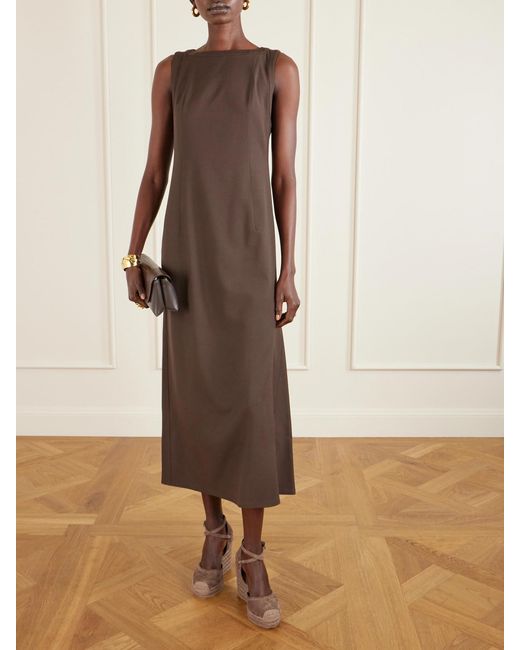 Brunello Cucinelli Brown 80 Suede Platform Wedge Pumps