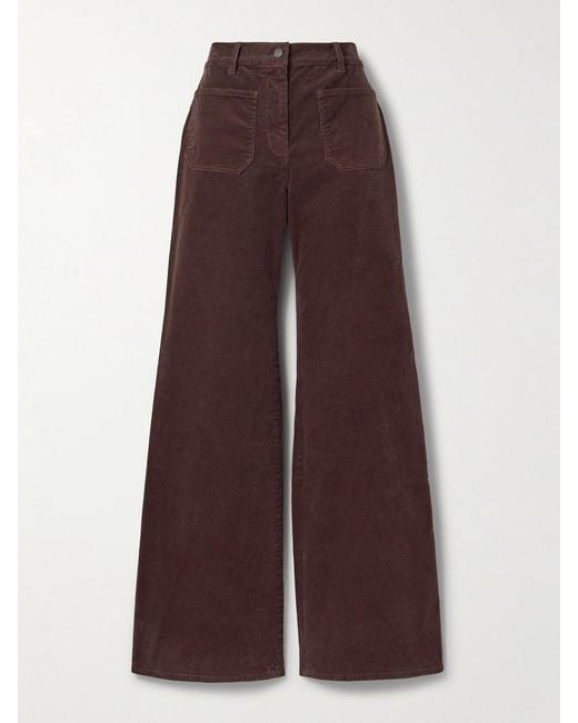 Nili Lotan Purple Florence Cotton-Blend Corduroy Flared Pants