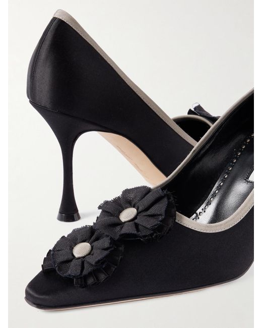 Escarpins En Satin À Appliqués Et À Finitions En Gros-Grain Montmedy 95 Manolo Blahnik en coloris Black