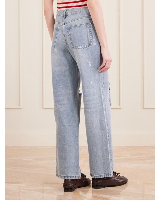 Still Here Blue Painter Distressed Mid-Rise Straight-Leg Jeans