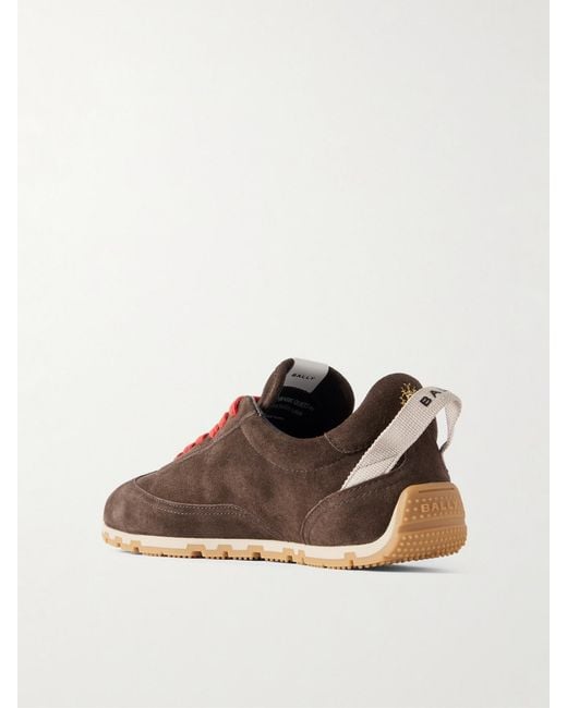 Bally Brown Quest Grosgrain-Trimmed Suede Sneakers