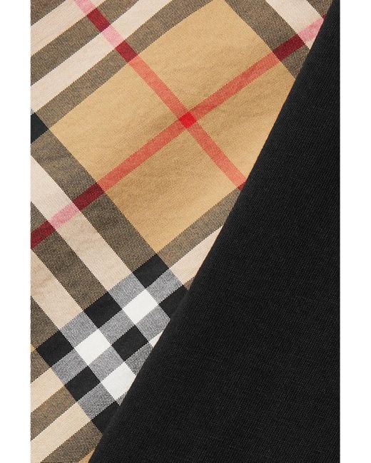 Burberry Black Net Sustain Checked Poplin-Trimmed Cotton-Jersey T-Shirt