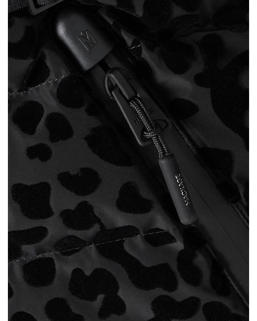 Mackage Black Elita Hooded Belted Shearling-Trimmed Flocked Down Ski Jacket