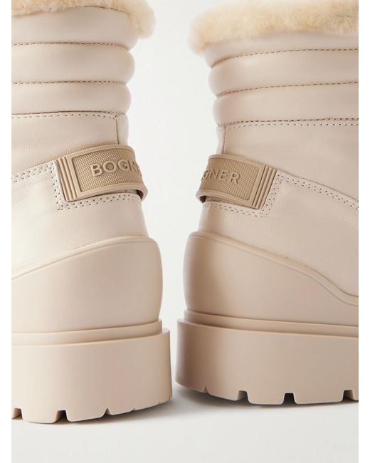 Bogner Natural St. Moritz Schnürstiefel Aus Leder Mit Shearling-Futter Und Verzierung
