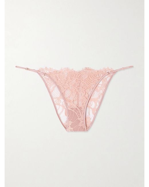 Culotte En Dentelle De Coton Mélangé Biologique À Finitions En Satin De Soie Stretch Camille Kiki de Montparnasse en coloris Pink