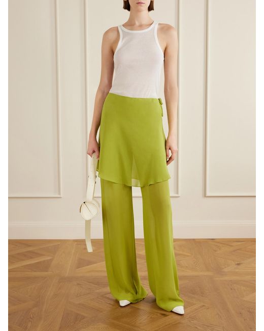 Christopher Esber Green Mirador Silk Wide-Leg Pants