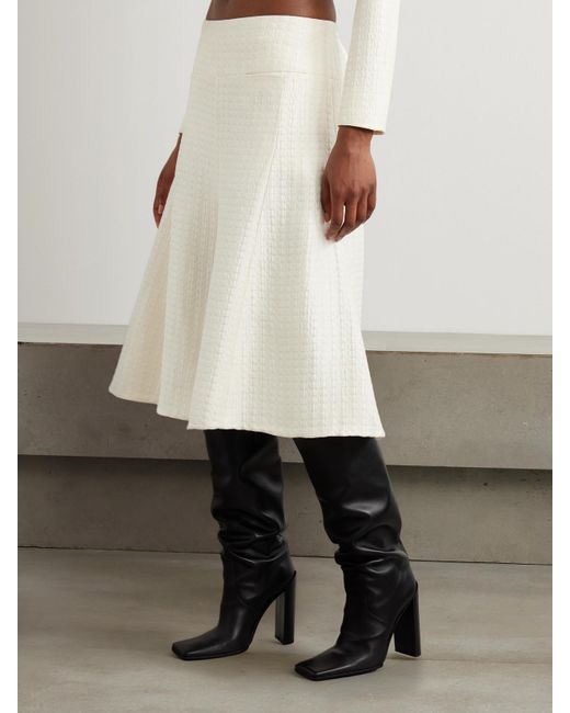 Alaïa Natural Silk-Cloqué Midi Skirt