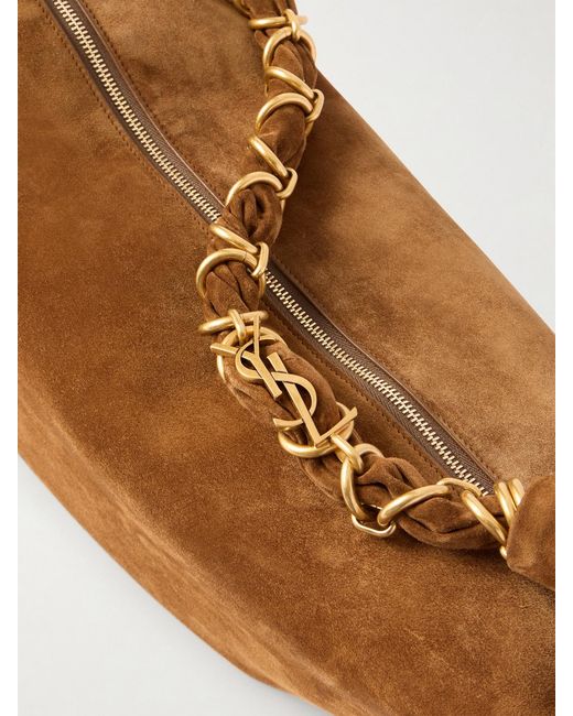 Saint Laurent White Amalia Suede Shoulder Bag