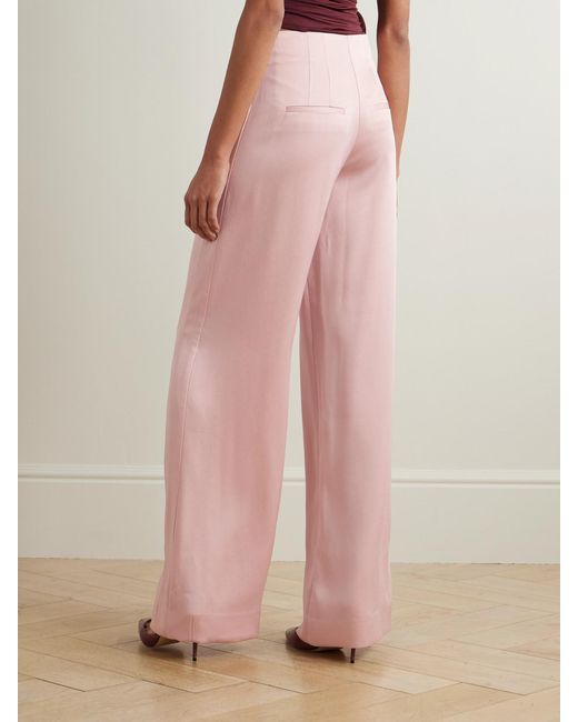 Veronica Beard Pink Ronin Crepe Wide-Leg Pants
