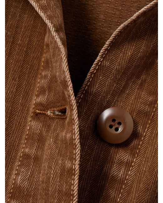 Veronica Beard Brown Ramone Jacke Aus Baumwoll-Twill Mit Fischgratmuster Und Bindegürtel