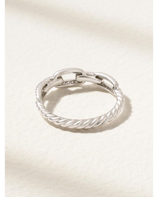 Bague En Or Blanc 18 Carats (750/1000) Et Diamants Stax Chain Link David Yurman en coloris Natural