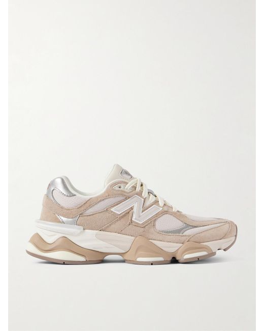 New Balance Natural 9060 Metallic-Trimmed Suede And Mesh Sneakers