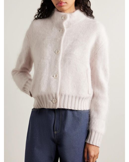 James Perse Natural Halo Brushed-Cashmere Cardigan