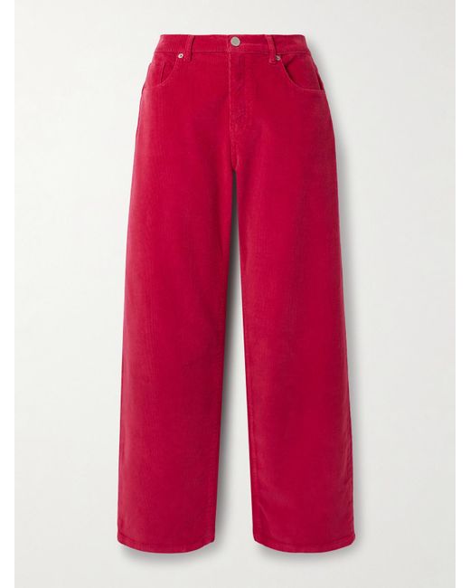 La Ligne Red Marilyn Hose Mit Weitem Bein Aus Cord Aus Einer Baumwollmischung