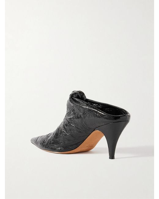 Khaite Black Rowan Knotted Crinkled-Leather Mules