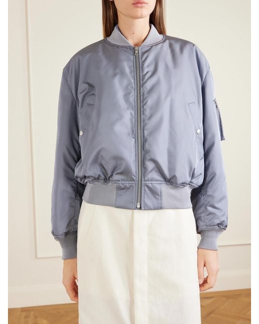 Auralee Blue Silk-Twill Bomber Jacket