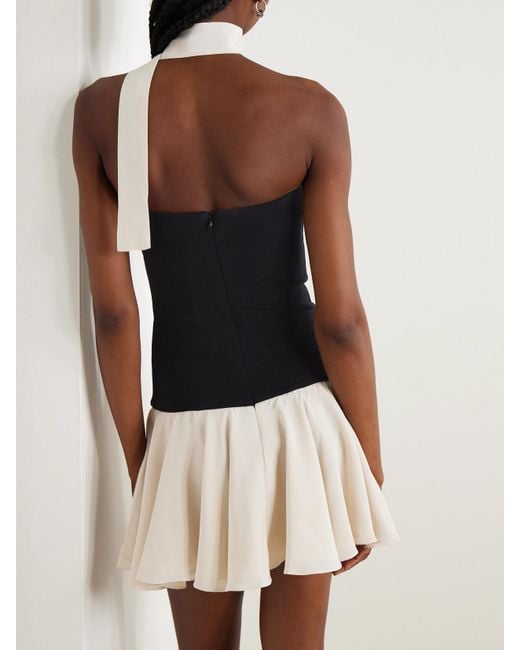 Esse Studios Black Illi Scarf-Detailed Strapless Stretch-Knit And Silk Crepe De Chine Mini Dress