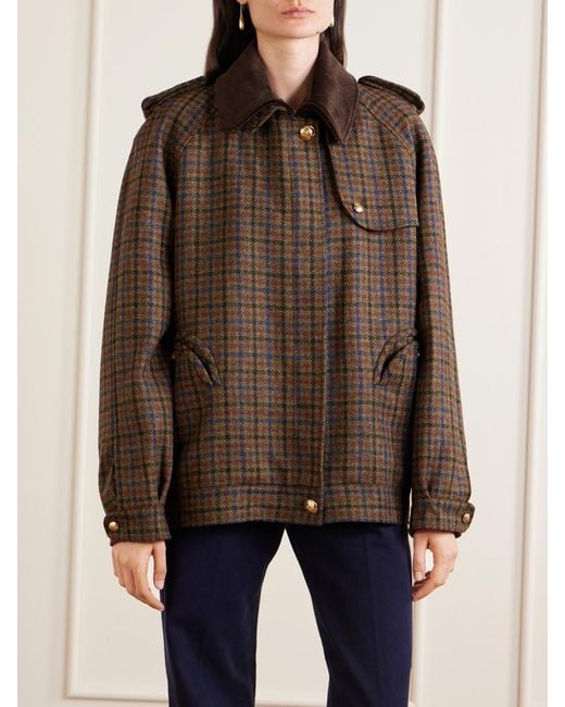 Blazé Milano Brown Chausie Checked Wool Trench Jacket
