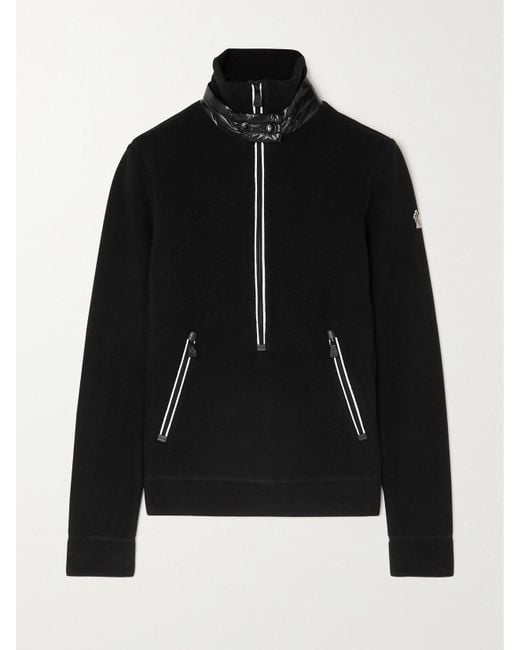 Moncler Black Shell-Trimmed Half-Zip Fleece Jacket