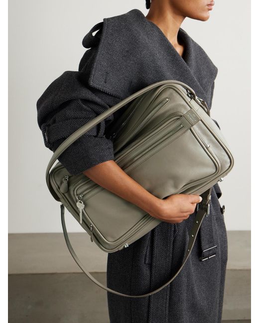Acne Gray Camerero Tote Aus Strukturiertem Leder Mit Verzierungen