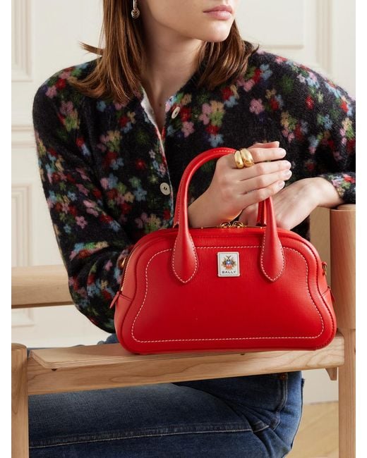 Bally Red Unda Appliquéd Leather Tote