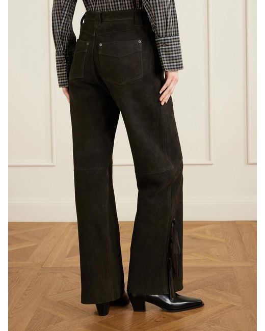 RRL Black Kacie Tie-Detailed Suede Wide-Leg Pants