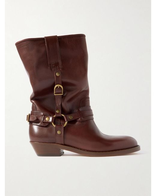 Isabel Marant Brown Heiko Buckled Leather Boots