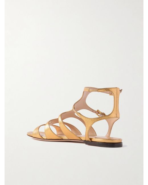 Tom Ford Natural Metallic Lizard-Effect Leather Sandals