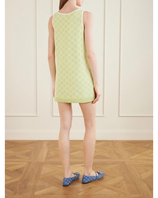 Gucci Yellow Jacquard-Knit Cotton Mini Dress