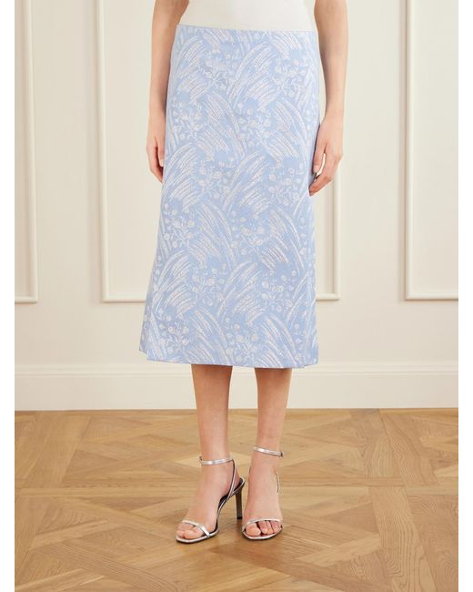 Tory Burch White Metallic Jacquard-Knit Midi Skirt
