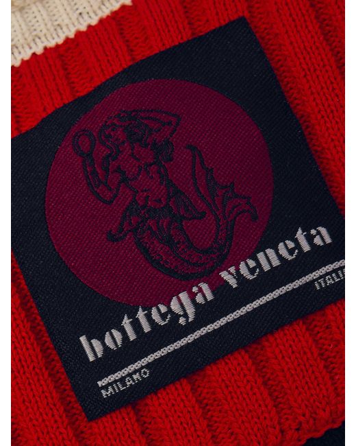 Bottega Veneta Blue Pullover Aus Gerippter Baumwolle Mit Streifen Und Rüschen