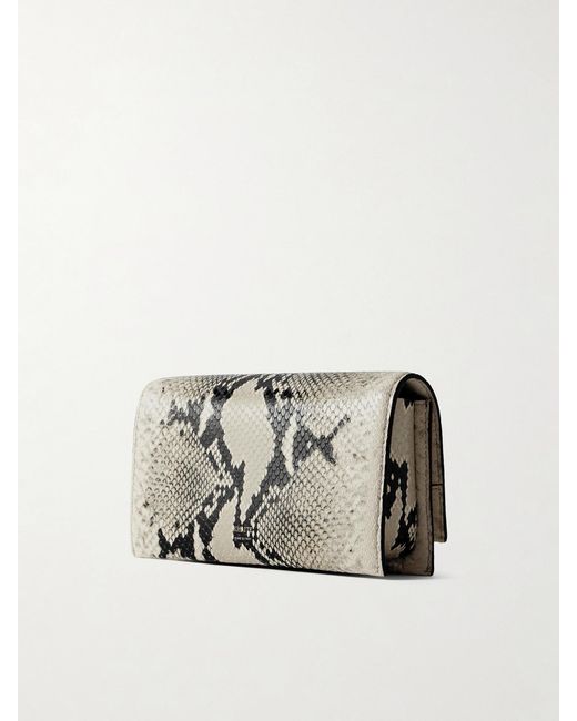 Khaite Natural Embellished Snake-Effect Leather Clutch