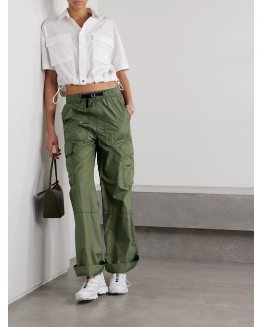 Moncler Green Belted Ripstop Cargo Pants