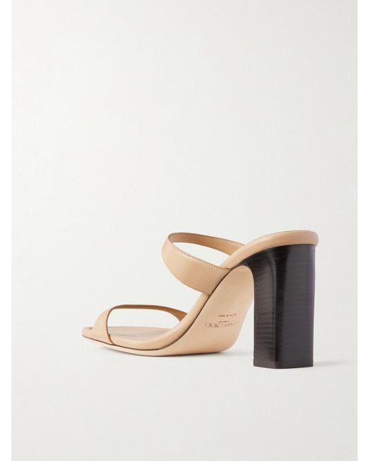 Jimmy Choo Natural Lucian 85 Leather Mules