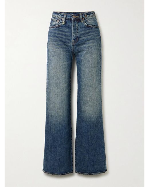 R13 Blue Charlotte Hoch Sitzende Bootcut-Jeans Mit Distressed-Details