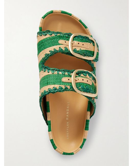 Loeffler Randall Green Theo Two-Tone Raffia Sandals