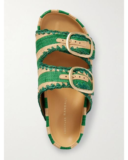 Loeffler Randall Green Theo Zweifarbige Pantoletten Aus Raffiabast