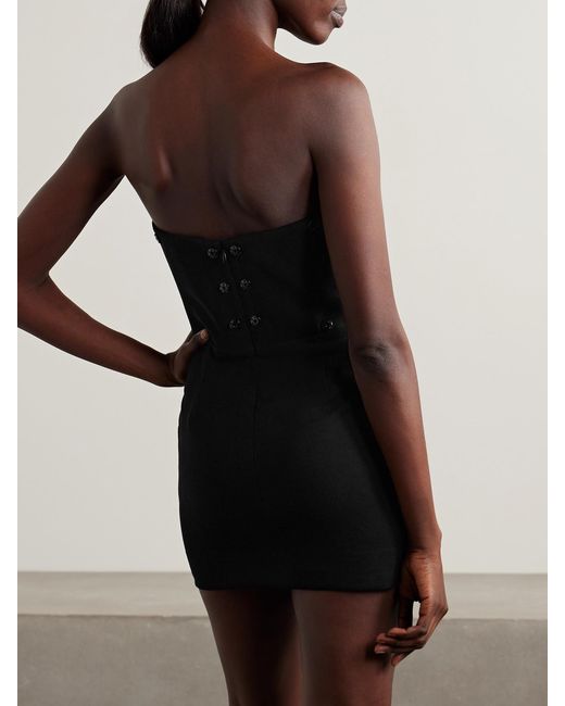 Monot Black Strapless Bow-Embellished Charmeuse And Cady Mini Dress