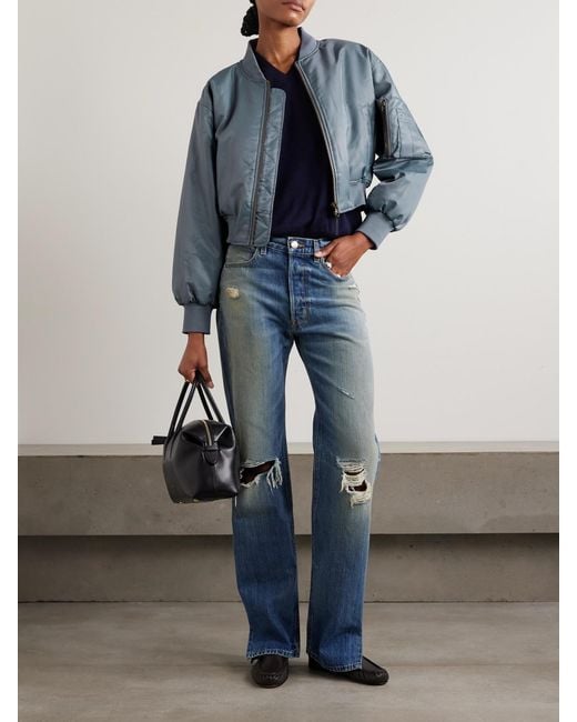Anine Bing Blue Leon Padded Shell Bomber Jacket